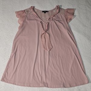 Tutta Bella Elegant Blush Lace Flutter Sleeve Maternity Blouse